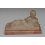 Italian School (19th century), an alabaster carving, of a reclining figure, 21.