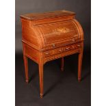 An Edwardian Sheraton Revival mahogany cylinder desk,