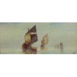 Frederick James Aldridge (1850 - 1933) Ships at Sea signed, watercolour, 7.5cm x 17.