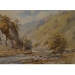 Harold Gresley (1892 - 1967) Stepping Stones Dovedale, signed, dated 1940, watercolour,