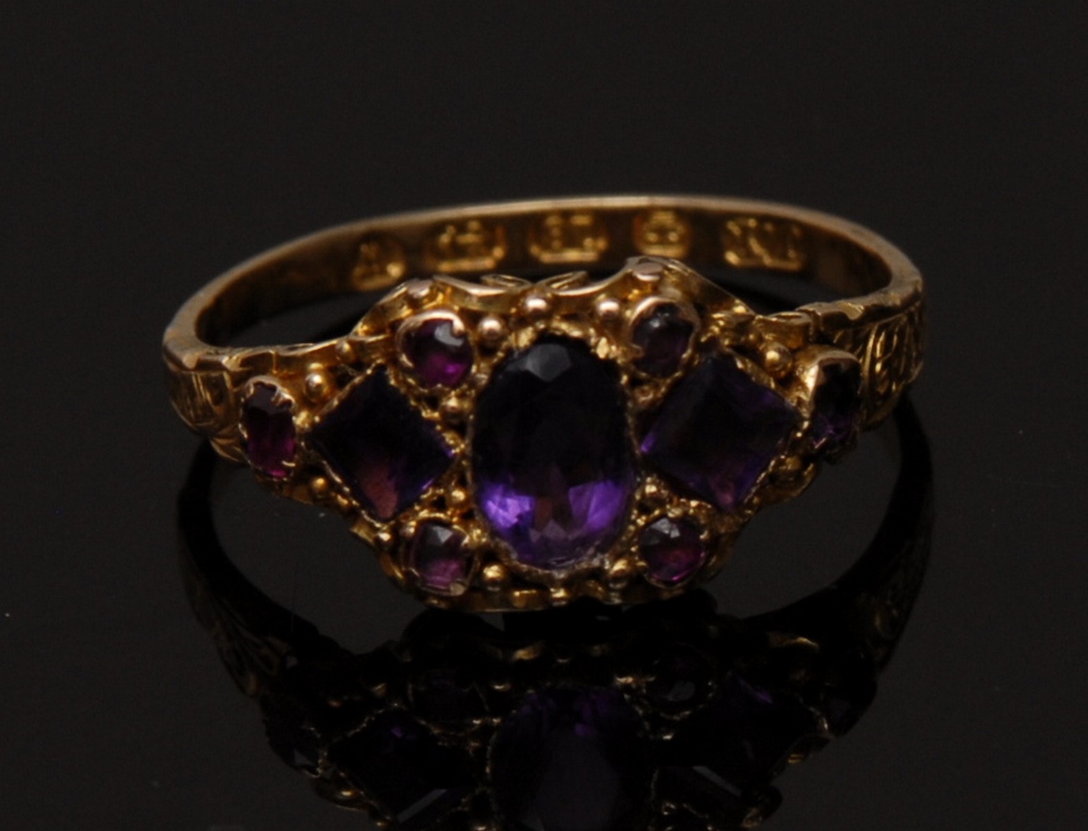 A Victorian amethyst and ruby ring,