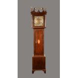 A George III oak longcase clock, 31cm square brass dial inscribed Geo.