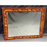 A 19th century Dutch mahogany and marquetry rectangular looking glass,