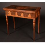 An 18th century Italian walnut and marquetry rectangular card table,