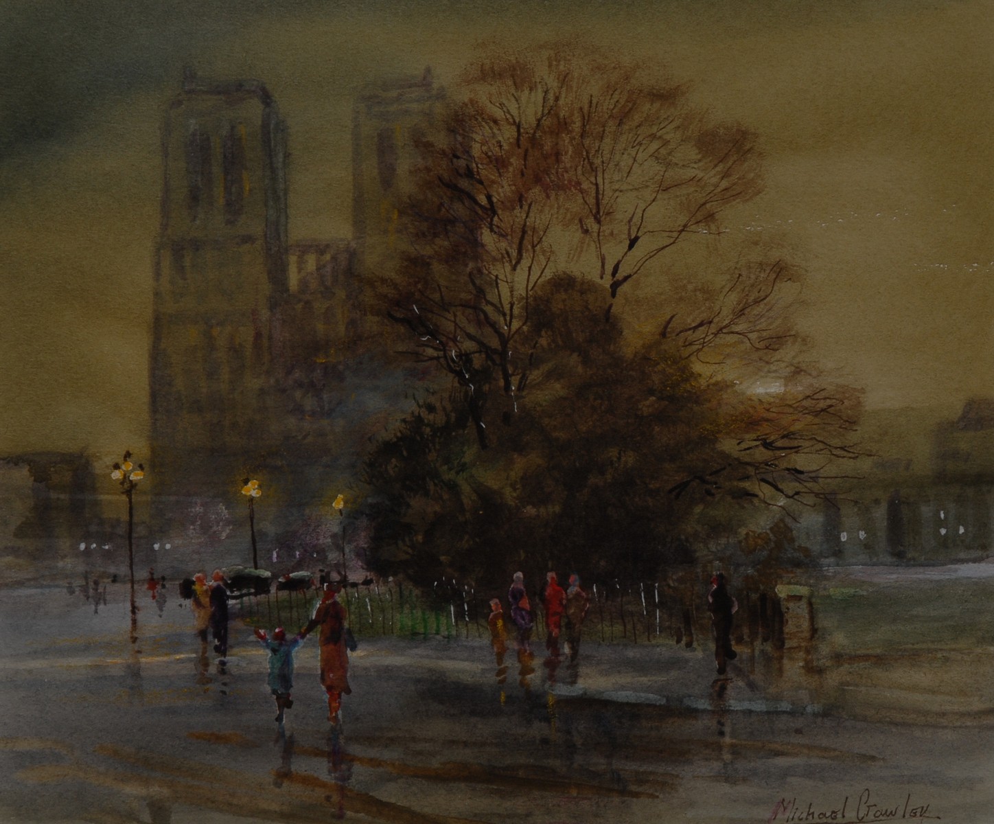 Michael Crawley Notre-Dame, Paris signed, titled to verso, watercolour,