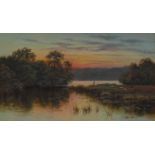 Edgar Longstaffe RA (1849 - 1912) Evening Glow, River Ribble monogrammed, watercolour,