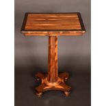 A 19th century laburnum pedestal occasional table, rounded rectangular top, panelled column,