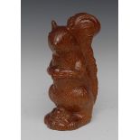 A 19th century brown salt glazed stoneware squirrel, naturalistically modelled, 22cm high, c.