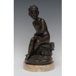 A Roux (19th century), a dark patinated bronze, The Young Huntress, signed in the maquette,