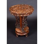 A 19th century Chinese hardwood and ivory marquetry circular centre table,