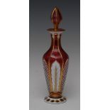 A 19th century Bohemian ruby glass decanter and stopper,