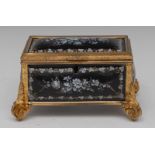 A 19th century French Limoges enamel rectangular bombe shaped jewell casket,