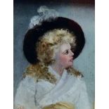Continental School (late 19th/early 20th century) Girl in a Feathered Hat signed with initials TF,