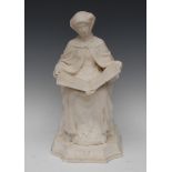Italian School (19th century), a white carrara marble, The Open Book, moulded base,