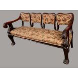 A William IV/early Victorian Irish mahogany four-section chair-back settle,