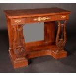 An Empire design gilt metal mounted mahogany console table,
