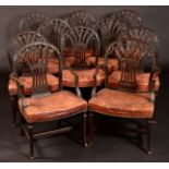 A set of ten Hepplewhite design mahogany dining chairs,