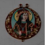 An Indian Jaipur enamel and rose cut diamond pendant,