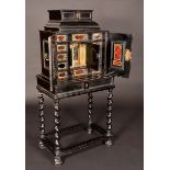 An early 18th century Flemish tortoiseshell and ebonised cabinet-on-stand,