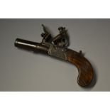 A George III flintlock muff or pocket pistol, by Tatham & Egg, London, signed, 3cm screw-off barrel,