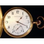 An unusual Motorcar decorated 18ct gold hunter cased pocket watch,
