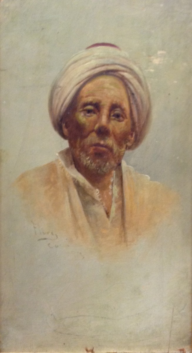 ** Flory? (Italian 19th/early 20th century) Man in a Turban signed, oil on panel,