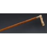 A Japanese shibayama, ivory and hardwood gentleman's walking stick,