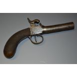 A 19th century percussion pocket pistol, 7cm screw-off barrel,