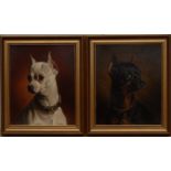 Carl Reichert (1836 - 1918) A pair, Portrait Studies of Dogs signed, oil on board,
