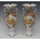 A pair of Coalbrookdale two-handled elongated oval vases,