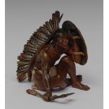Franz Xavier Bergman (1861 - 1936), an Austrian cold painted bronze, of a Native American brave,