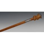 An early 20th century gentleman's novelty walking cane handle,
