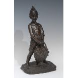Neapolitan School (19th century), a dark patinated bronze, The Young Grape Picker, he stands,