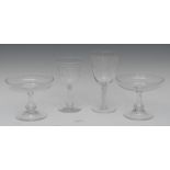 A Victorian goblet, the bucket shaped bowl, engraved with a band of roses and foliage,