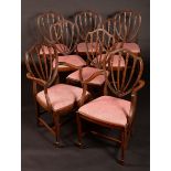 A set of eight Hepplewhite design mahogany dining chairs,