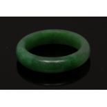 A green jade curtain hoop ring, size N, 2.