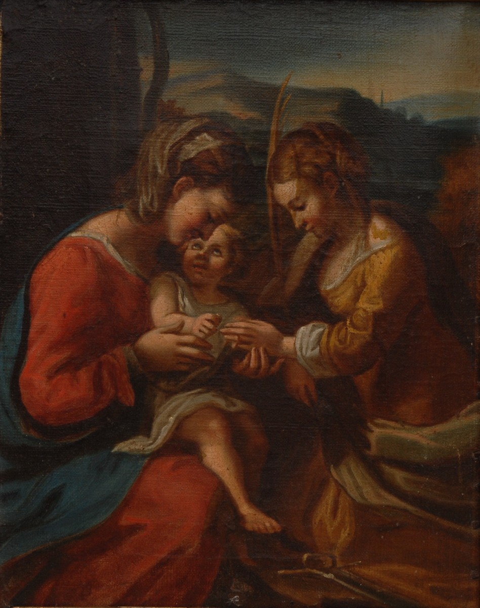 Continental School (18th/19th century) Madonna and Child with Mary Magdalene oil on canvas, 26.