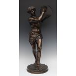 Justin Chrysotome Sanson (1833-1910) a large brown patinated bronze, Il Santorello, he stands,