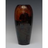 A Moorcroft Hazeldene flambe vase, of tapering cylindrical form,