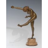 Claire Janne Roberte Colinet (1890 - 1940), an Art Deco gilt bronze, The Juggler,