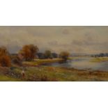 Frank Gresley (1855 - 1936) The River Trent at Swarkestone signed, watercolour,