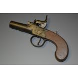 A Regency percussion pocket pistol, 4cm screw-off barrel, the lockplate signed Bales, Ipswich,