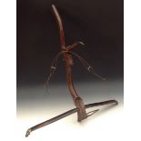A Chinese nu-kung pellet crossbow, antler trigger, shagreen mounts, metal sight, 71cm long,