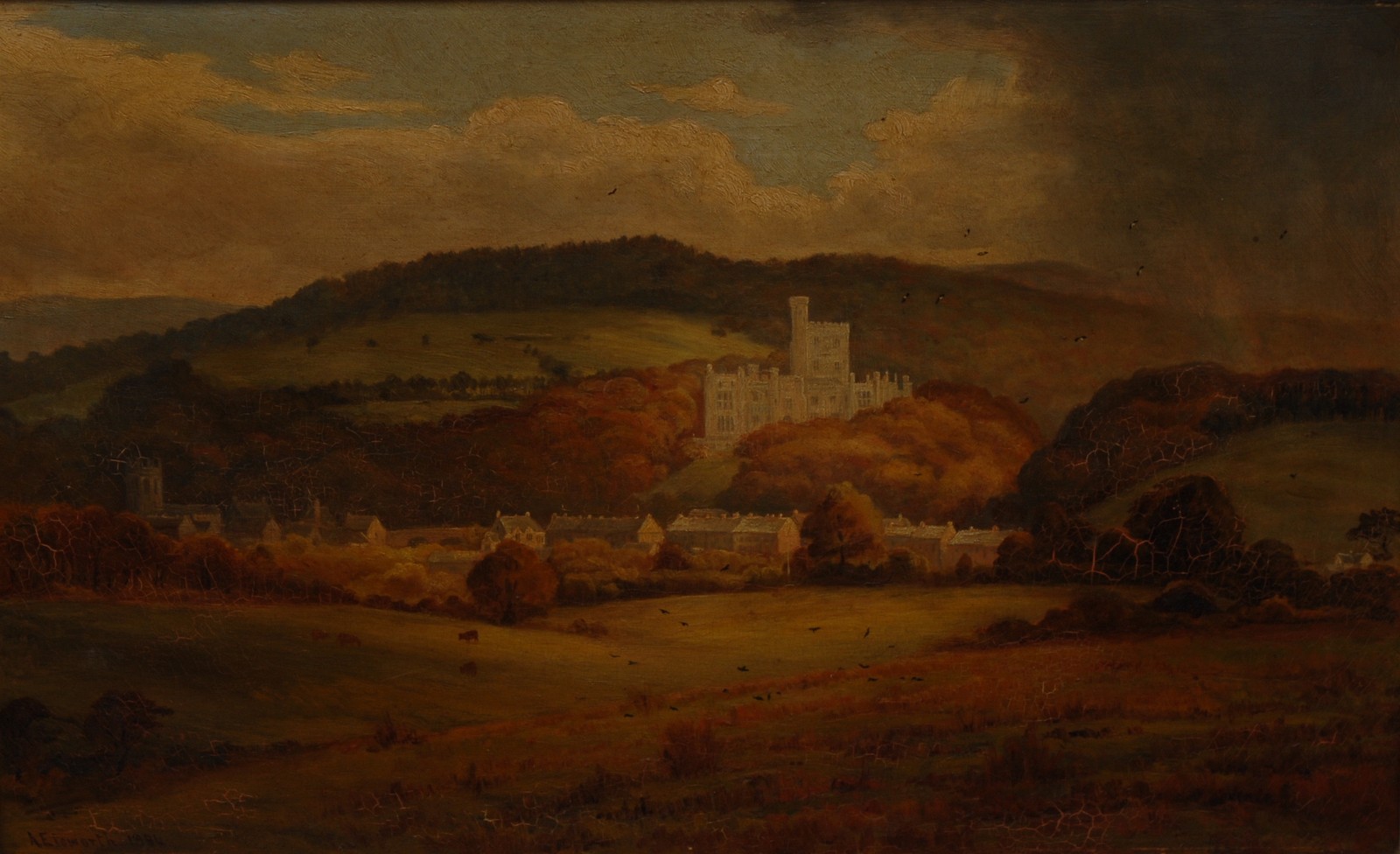 Alfred Elsworth (1845-1919) Castle in a Landscape signed, dated 1884, oil on canvas, 34.