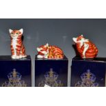 A Royal Crown Derby paperweight, Sleeping Ginger kitten, gold stopper, boxed, certificate; others,