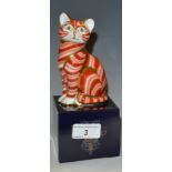 A Royal Crown Derby Ginger Tom, printed mark, gold stopper,