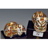 A Royal Crown Derby paperweight, Sleeping Kitten, signed, gold stopper; another, signed, boxed,