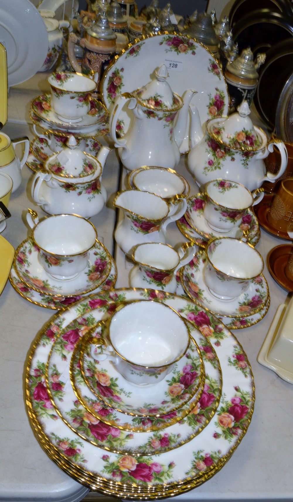 A Royal Albert Old Country Roses part tea and coffee service, consisting of teapot, coffee pot,