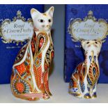 A Royal Crown Derby paperweight Siamese, gold stopper, signed,