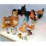 Decorative Ceramics - a John Beswick Cockerel; a Sylvac Corgi; Wade Lady model; a Coopercraft Corgi;